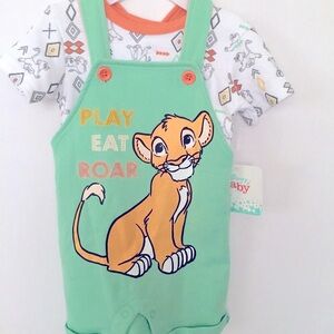 NWT DISNEY BABY LION KING SIMBA T-SHIRT ROMPER MUFASA Size 0-3 month overalls 3